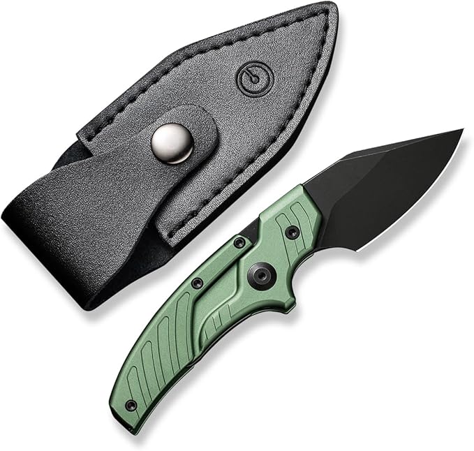 CIVIVI Typhoeus Fixed Blade Knife with Leather Sheath, 2.27" Swedish 14C28N Blade Aluminum Handle