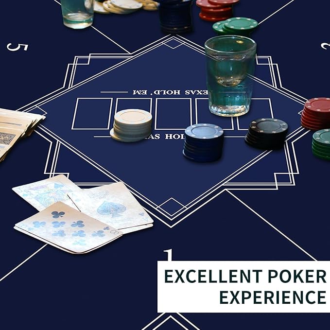 nuveti 24/31/39/47/55 inch Square Foldable 6-Player Texas Poker Card Tabletop Layout Portable