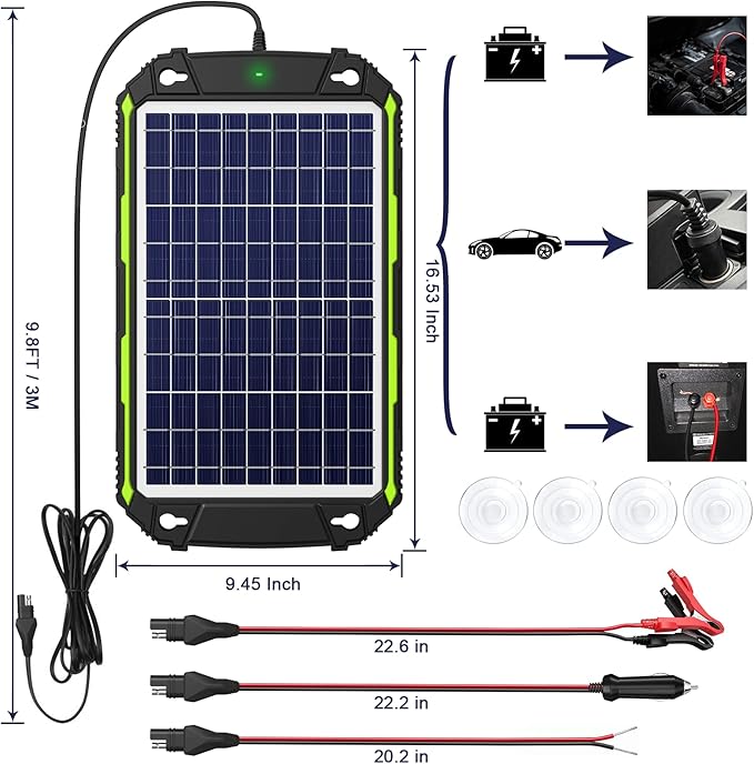 Sun Energise 10W 12V Solar Battery Charger Maintainer PRO, Built-in Smart MPPT Charge Controller