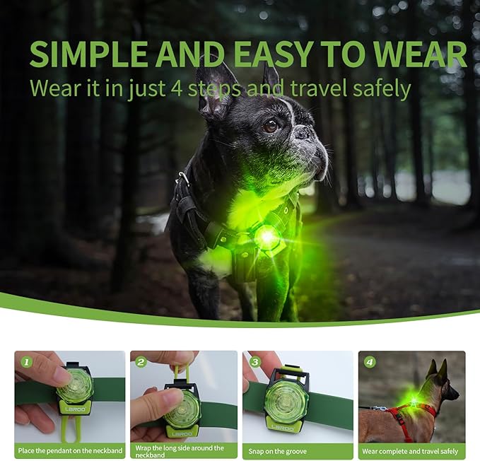 LaRoo Dog Lights for Night Walking,USB-C Rechargeable Dog Lights，Only 13g for Small Dogs, 3 Modes