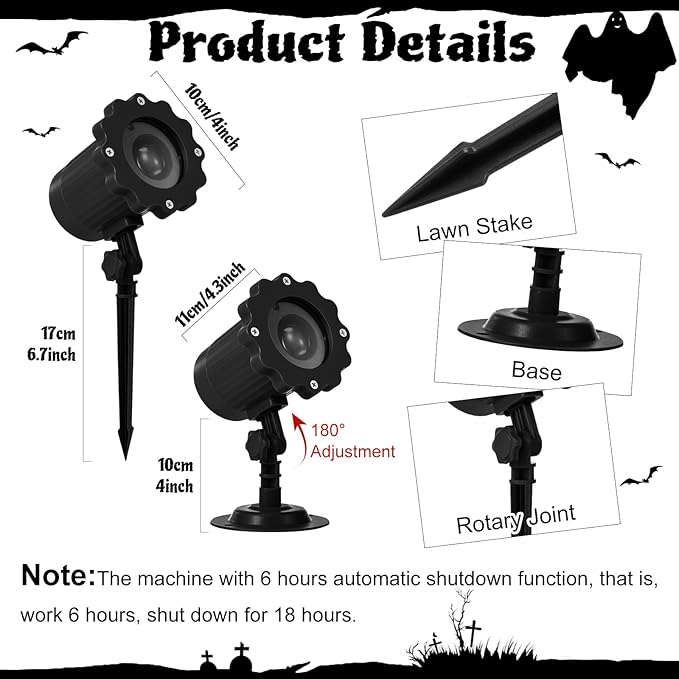 Treela Halloween Projector Lights Outdoor Cute Ghost Lights Decoration Dynamic Outside Indoor LED