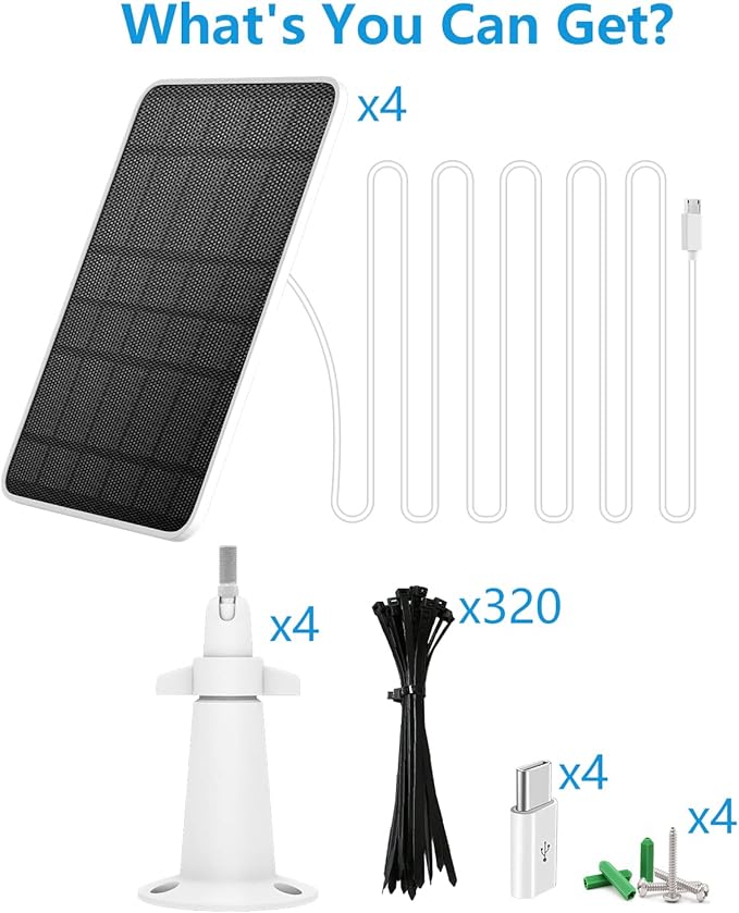 Solar Panel Charger Compatible with Eufycam 3/3C/2C/2C Pro/E40/E20/2/2 Pro/E/L20/L40/Solo/SoloCam