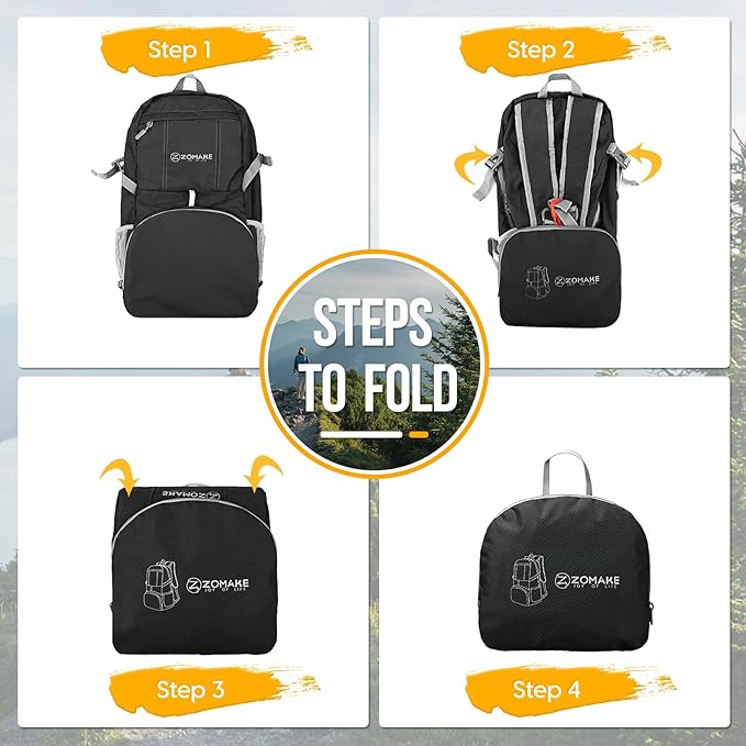 ZOMAKE Lightweight Packable Backpack 35L, Light Foldable Backpacks Water Resistant Collapsible