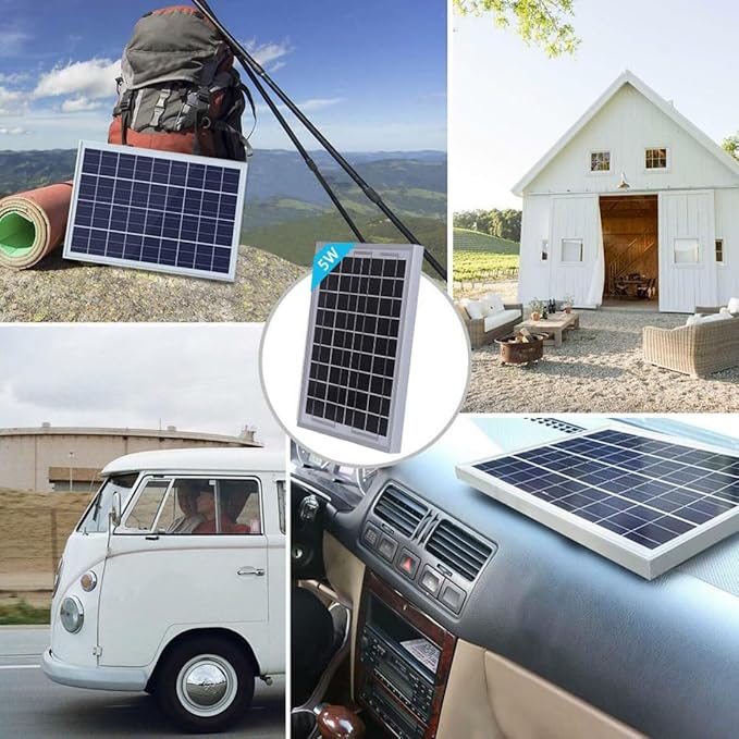 5W Solar Panel High Efficiency 12V Portable Solar Chargerfor Small Devices Monocrystalline