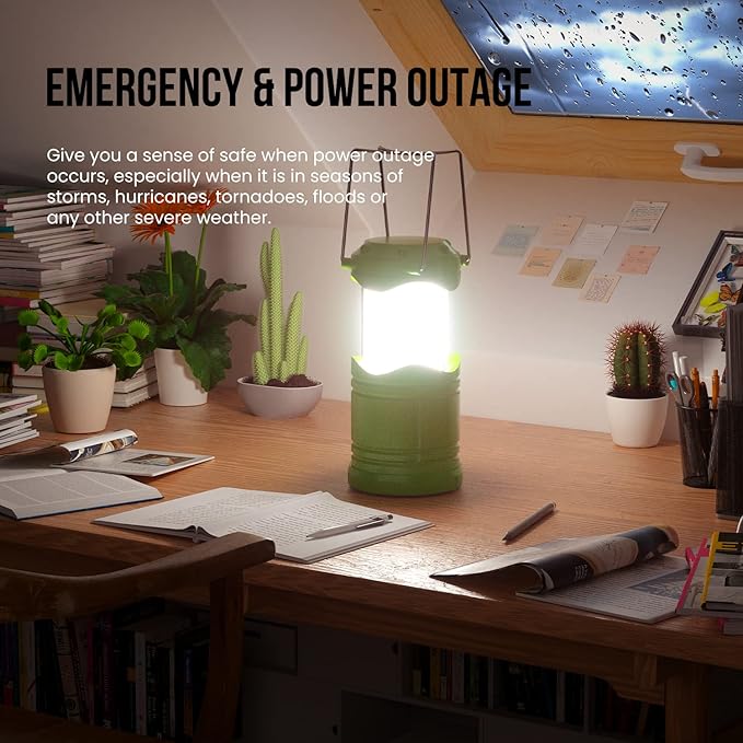 Lichamp LED Camping Lantern, 4 Pack Battery Powered Flashlight for Power Outages, Portable