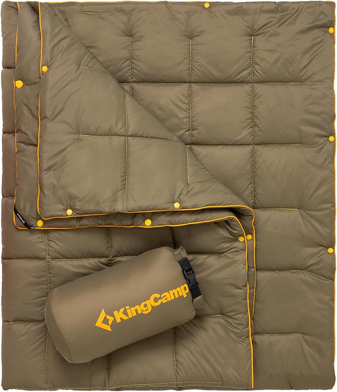 KingCamp Ultralight Camping Blanket, Packable Down Alternative Puffy Wearable Blankets Weatherproof