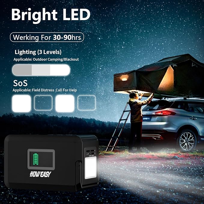 HOWEASY Portable Power Station, 24000mAh Camping Solar Generator, Portable Power Bank with 2 110V/