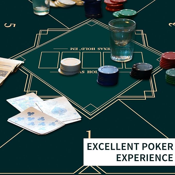 nuveti 24/31/39/47/55 inch Square Foldable 6-Player Texas Poker Card Tabletop Layout Portable