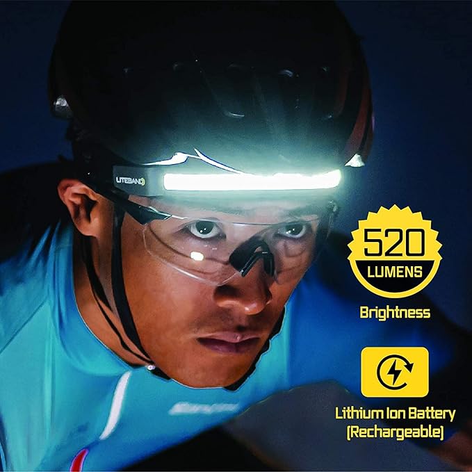 LED Headlamp Liteband Lightweight ACTIV 520 Lumen Bright Head Lamp, Powerful High Rechargeable