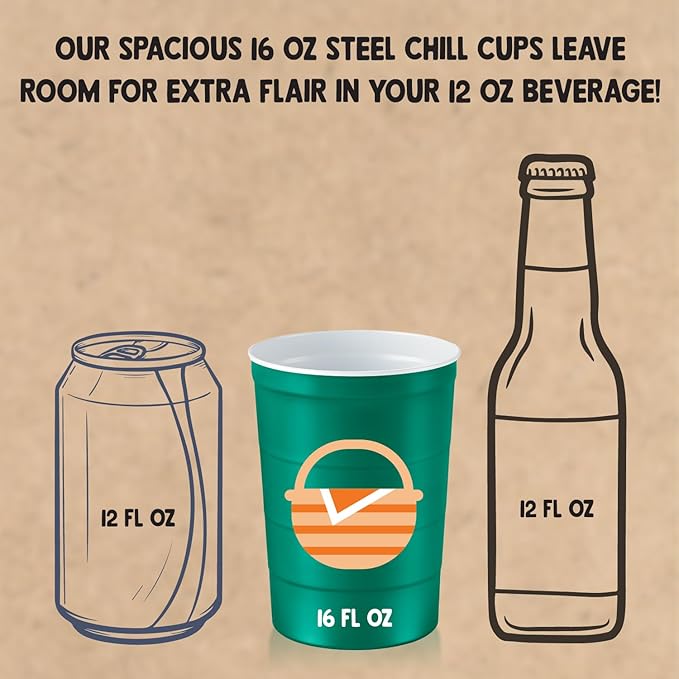 16 oz. Party Cup Summer BBQ Grill Picnic Design for Cold Drinks, Sturdy, Durable, Disposable