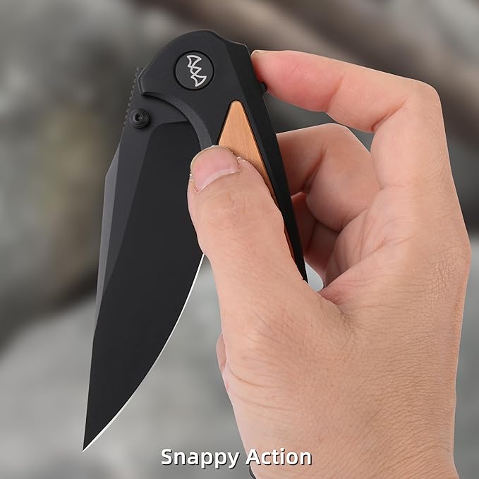 EDC Pocket Knife, 3.6" 14C28N Aluminium With Steel Inlay Handle, Folding Knife for Camping Hiking