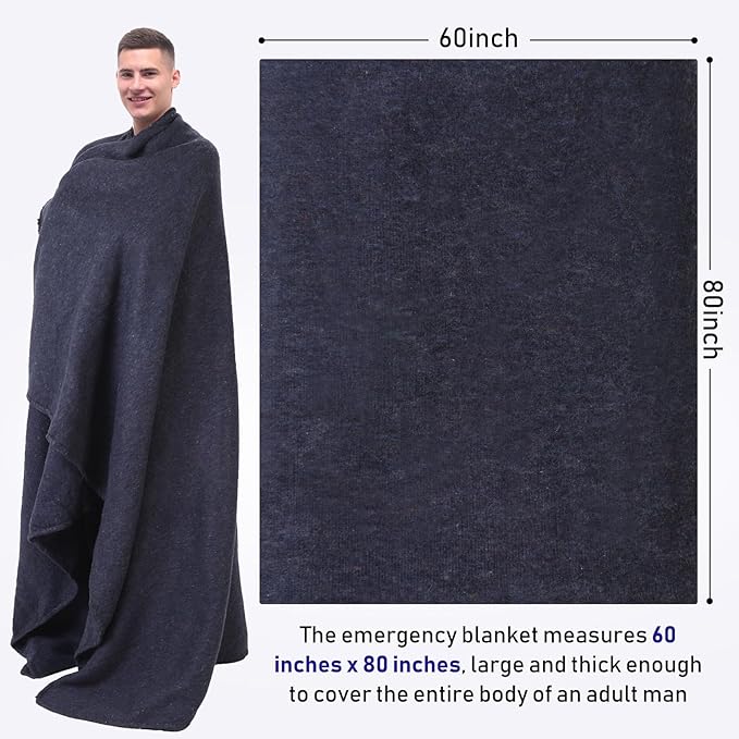 Preboun 6 Pcs First Aid Fire Retardant Blanket Military Blanket 60" x 80" Survival Blanket for