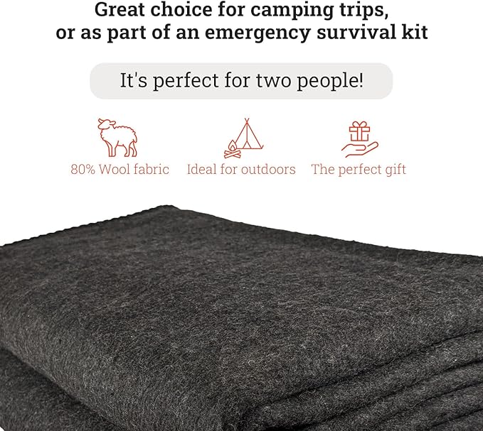 EPG Extra Large Wool Blanket with Zippered Bag | Warm, Comfortable, Stylish, Military | XL