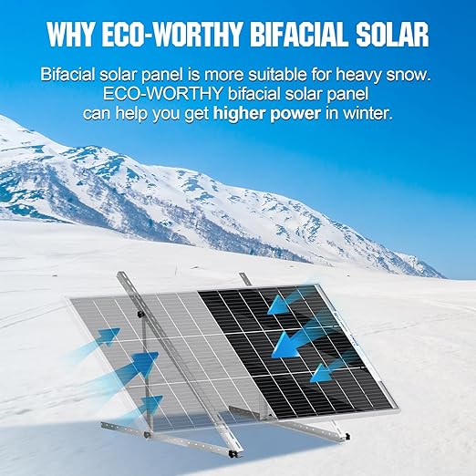 ECO-WORTHY 200 Watt Bifacial Solar Panel 2pcs 100 Watt Monocrystalline Solar Panel Module Off Grid