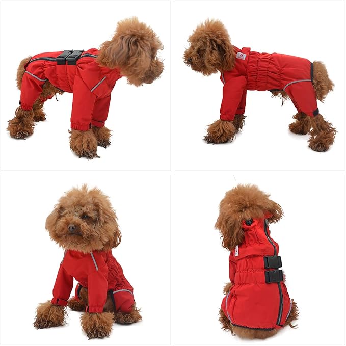 Dogs Waterproof Jacket, Lightweight Waterproof Jacket Reflective Safety Dog Raincoat Windproof