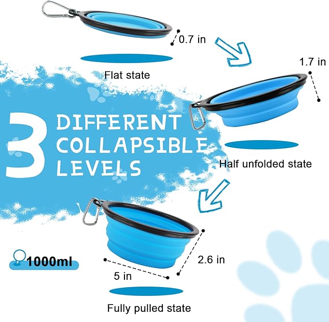 Rest-Eazzzy Large Collapsible Dog Bowls 1000 ml, 2-Pack Dog Portable Water Bowl for Dogs Cats Pet