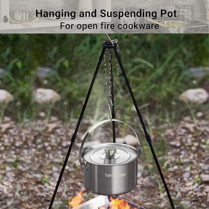 Camping Cookware Set 304 Stainless Steel Cooking Pots Pan Set with Travel Tote Bag For Camping