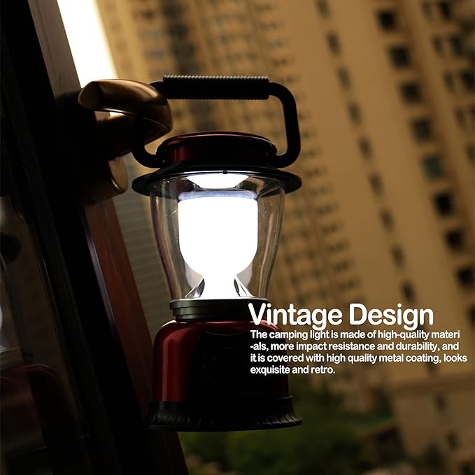 Camping Lantern Battery Powered Decorative Variable Power Retro Light, Adjustable Brightness