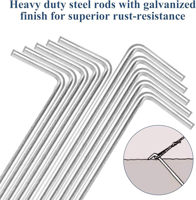 MIVIDE 100 Pack 8.26 inch Tent Stakes, Galvanized Steel Metal Tent Stakes Pegs, Garden Stakes