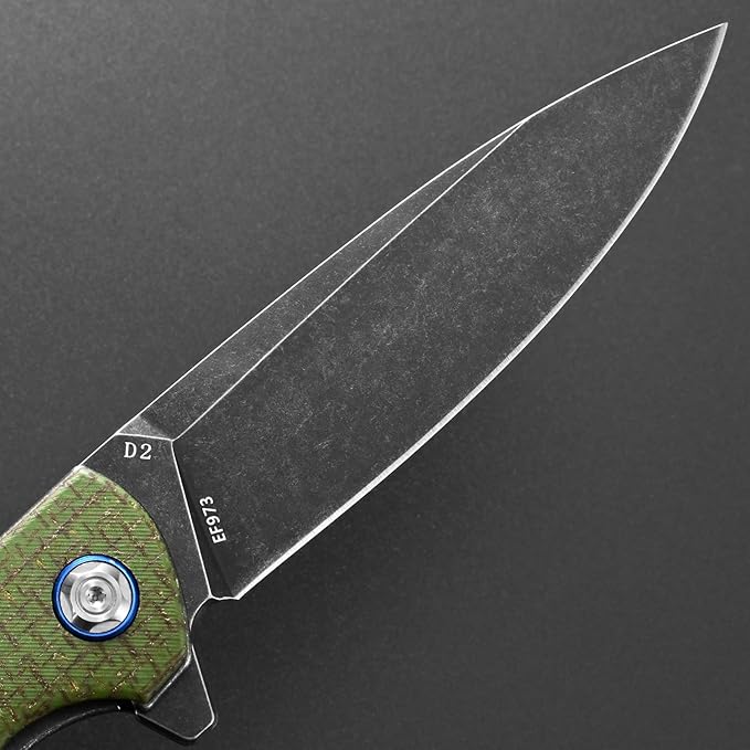 Eafengrow EF973 Folding Knife, D2 Steel Blade Micarta Handle Scale Pocket Knife Folder for Working