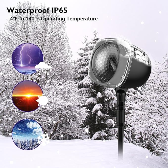 Christmas Snowfall Projector Lights, Holiday Projector Lights Waterproof Snow Flurries Landscape