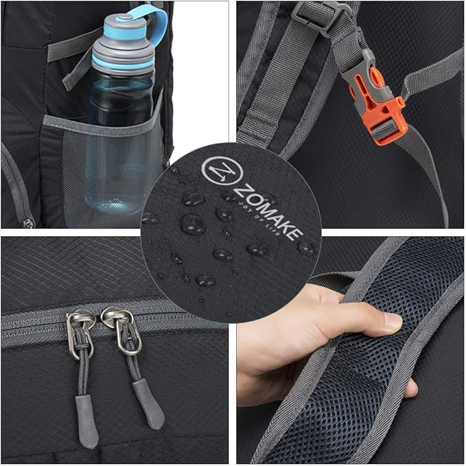 ZOMAKE Lightweight Packable Backpack 35L, Light Foldable Backpacks Water Resistant Collapsible