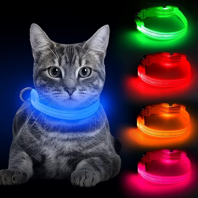 BSEEN Light Up Dog Collar, Rechargeable LED Dog Collar Reflective Glowing Pet Collar for Puppies &