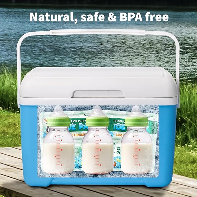 5 Packs Reusable Ice Packs for Lunch Boxes - 12+ Hour Cooling Ice Gel Pack for Camping, Beach