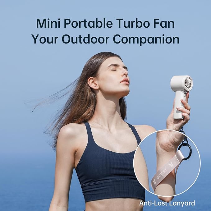 JISULIFE Portable Handheld Fan, Speed(1-100) Adjustable Turbo Mini and 3600mAh Battery Rechargeable