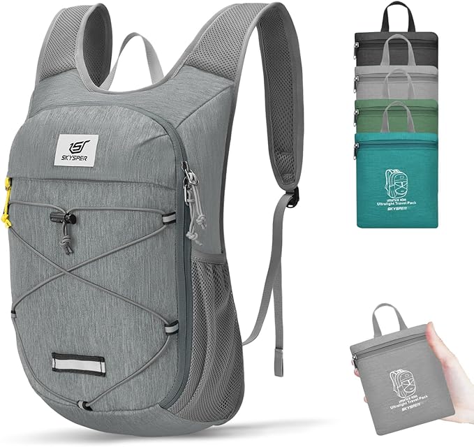 SKYSPER Foldable Hiking Backpack - 10L Small Lightweight Daypack Breathable Travel Backpacks for