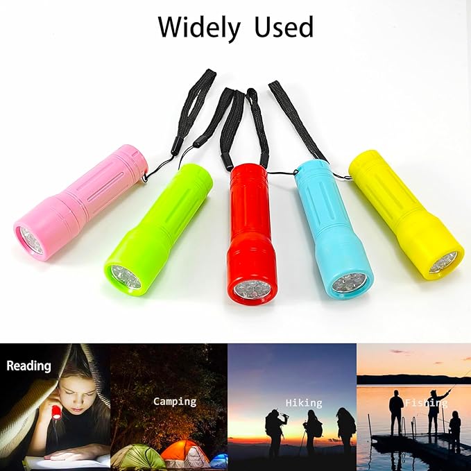 100 Pack Mini Flashlights Bulk, Small Multicolor Flashlights Bulk with Lanyard, 300 AAA Batteries