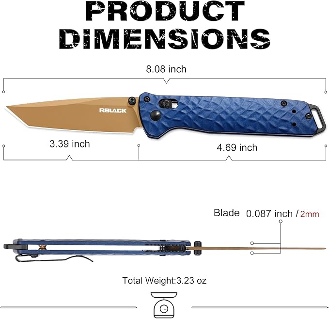 RBLACK Folding Knife with 3.39'' 154CM Steel Tanto Blade, Pocket Knife for Men Women Gifts, Axis