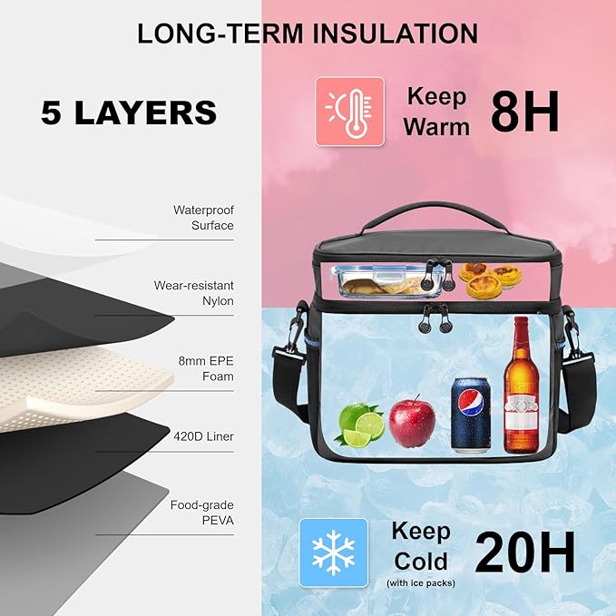EVERFUN Small Cooler Lunch Box Mini Leak-Proof Soft Double Deck 24 Can Personal Insulated