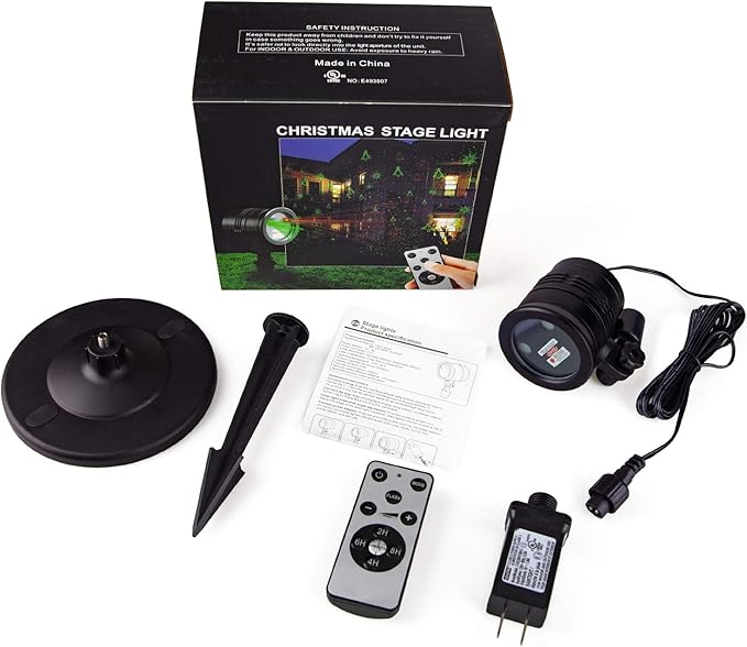 Christmas Laser Lights, Projector Lights Landscape Spotlight Red and Green Star Show with Christmas