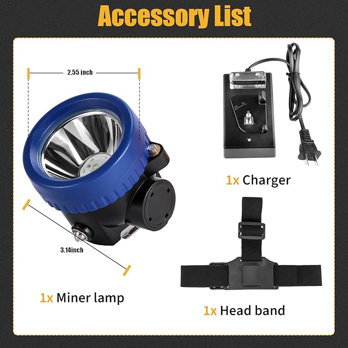 Mining Headlight Rechargeable Cap Lamp, 7 LEDs Super Bright Explosion Proof Hard Hat Light, Coon