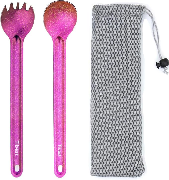 Titanium Spork Long Handle, Ultra Lightweight Camping Utensil for Backpacking Camping, Hiking