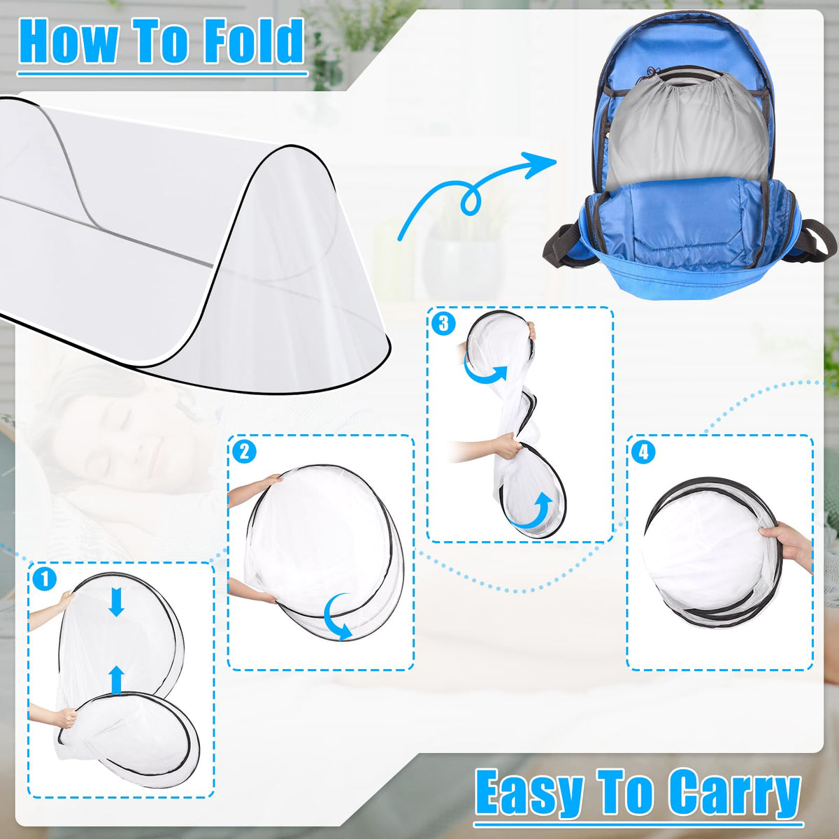 78 * 31 * 23 Inch Large Pop Up Mosquito Net, Portable Foldable Mesh Tent
