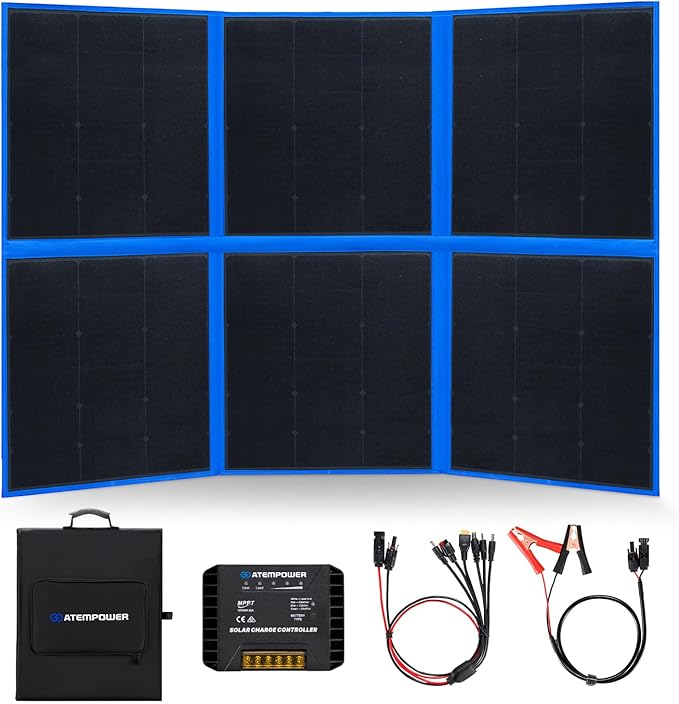 ATEM POWER 200W Portable Solar Panel, Foldable Solar Panel HPBC Chip, 20A MPPT Charger Controller