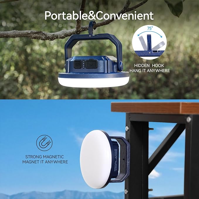 VAVOFO 30W LED Camping Lantern Rechargeable, 3000LM,124 LED with 3 Lighting Modes, 7200mAh Portable