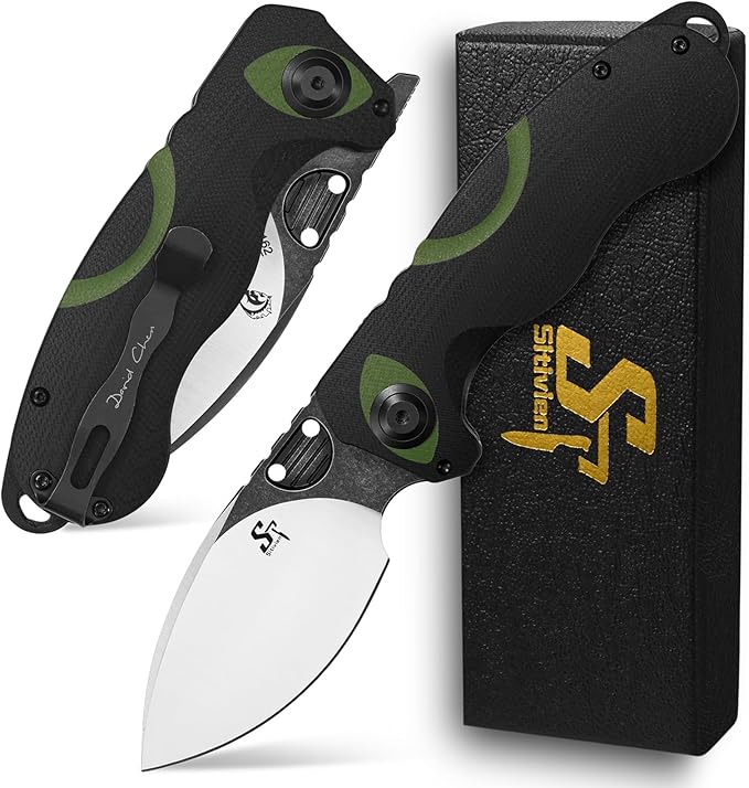 Sitivien ST162 Folding Knife,AUS-10 Steel Blade with G10 Handle Pocket Knife EDC Tool Knife for