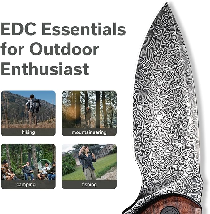CIVIVI Folding Pocket Knife for EDC, Small Mini Praxis Knife for Men Women, 2.98" Damascus Blade