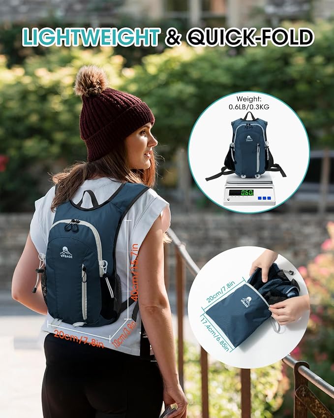 Small Hiking Backpack with Front Phone Holder, Packable Back pack with Chest and Waist Strap