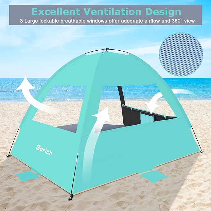 Gorich Beach Tent Sun Shelter for 3/4-5/6-7/8-10 Person with UPF 50ï¼?UV Protection, Lightweight &