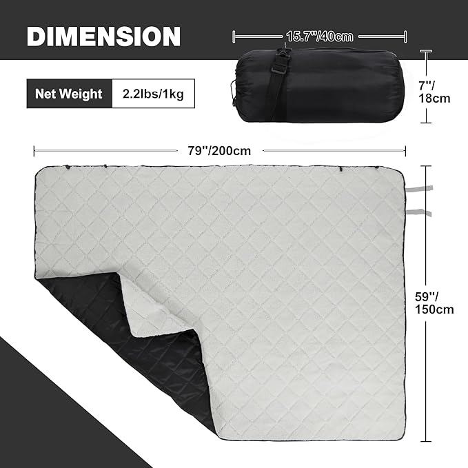 REDCAMP Large Warm Camping Blanket with Sherpa Lining, Cold Weather Warm Outdoor Blanket Waterproof