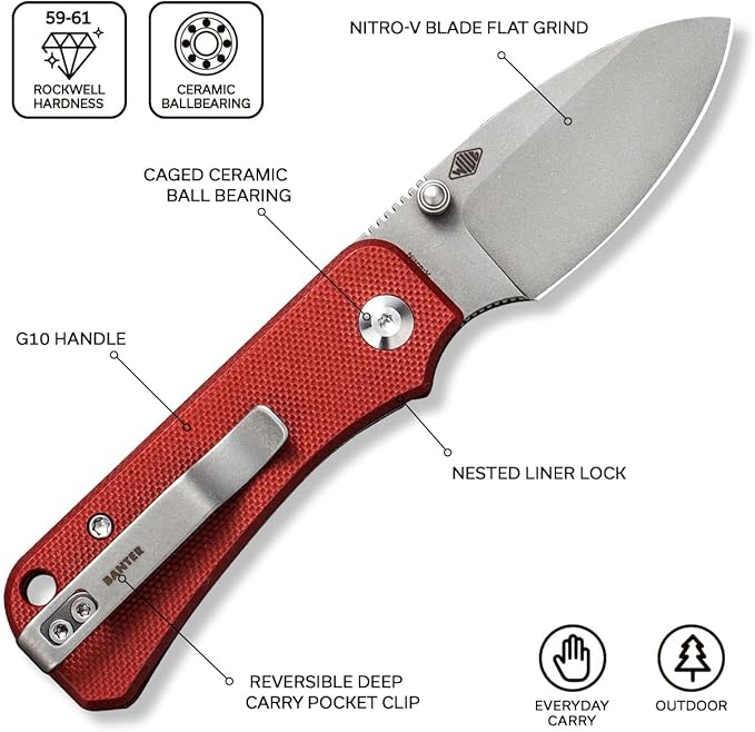 CIVIVI Baby Banter Pocket Folding Knife for EDC, 2.34" Blade Small Knife with Titanium Thumb Stud