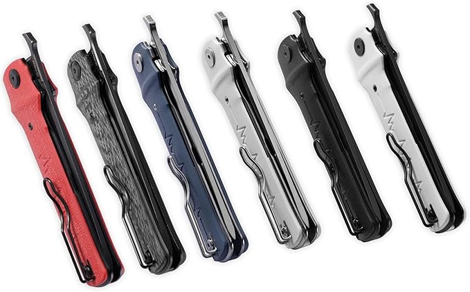 Petrified fish PFB04 Tena Folding Knife, 3.82" D2 Black Stonewashed Blade Micarta Handle Pocket