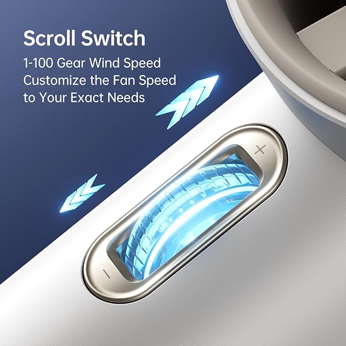JISULIFE Portable Handheld Fan, Speed(1-100) Adjustable Turbo Mini and 3600mAh Battery Rechargeable