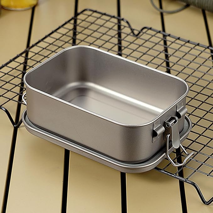 800ml Titanium Lunch Box with Leak-Proof Lid Camping Cookware Lightweight Outdoor Cooking Pan for