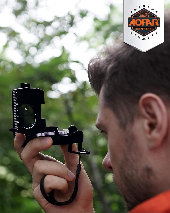 AOFAR AF-4074 Military Compass for Hiking,Lensatic Sighting Waterproof,Durable,Inclinometer for