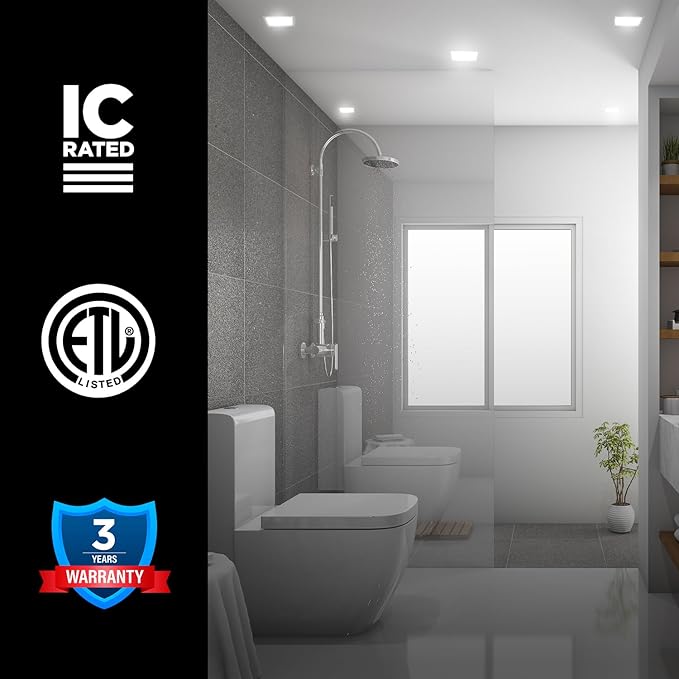 2-Inch LED Square Downlight Luminaire. Recessed Ceiling Light Fixture, 15-Watt, CCT 5 Color